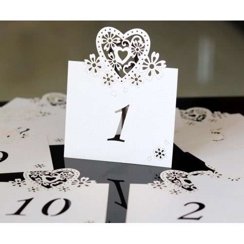 Table Card Number 1-10 11-20 Laser Cut Number Card Heart-shaped